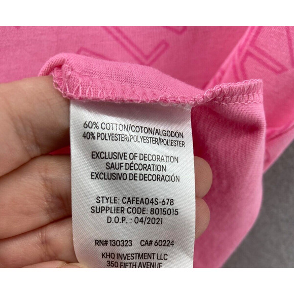 Calvin Klein Performance T-Shirt Woman XL 16 Pink Cropped All Over Print NWT‎ - Picture 7 of 11